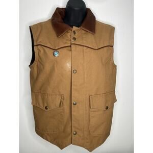 Vintage Schaefer Vest Canvas Flannel Men's Tan Western USA Size Small